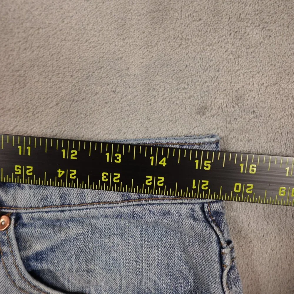 Point Sur Slouchy Boyfriend Jeans Size 27 Button Fly Distressed Light Wash Denim